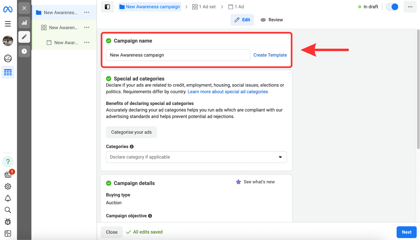 Screenshot showing how to advertise on Facebook with Facebook Ads Manager
