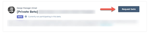 Request Beta button in Product Updates