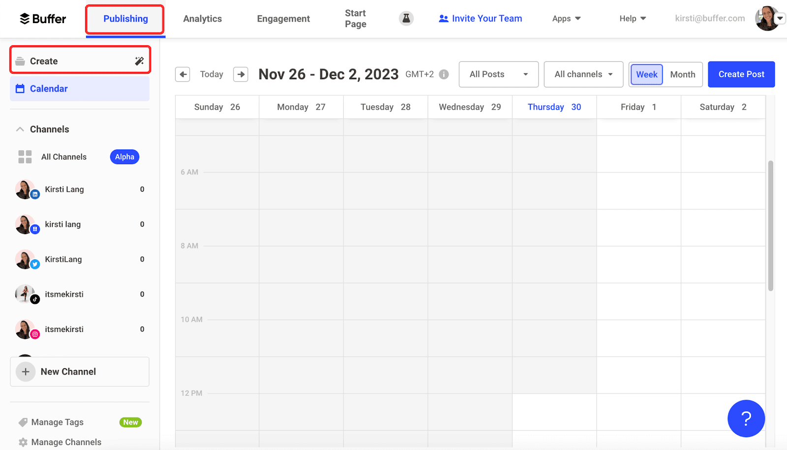 create your own social media calendar in buffer